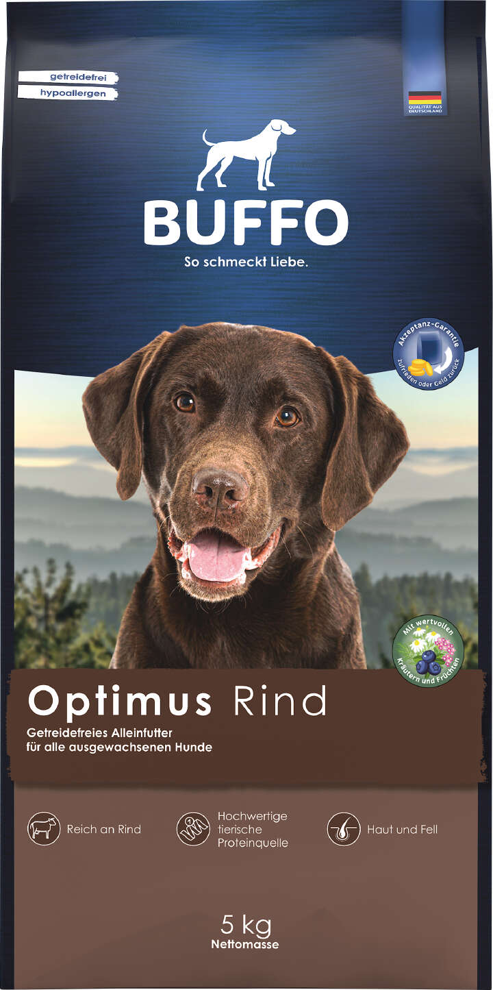 BUFFO Hunde-Trockenfutter Optimus getreidefrei Rind
